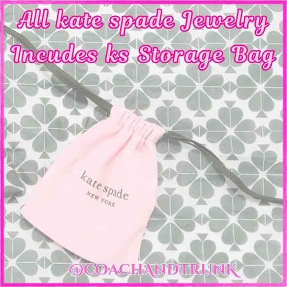 KATE SPADE Bright Rose Enamel Studs Gold Signature Spade Dust Bag Included NWT - Picture 5 of 7